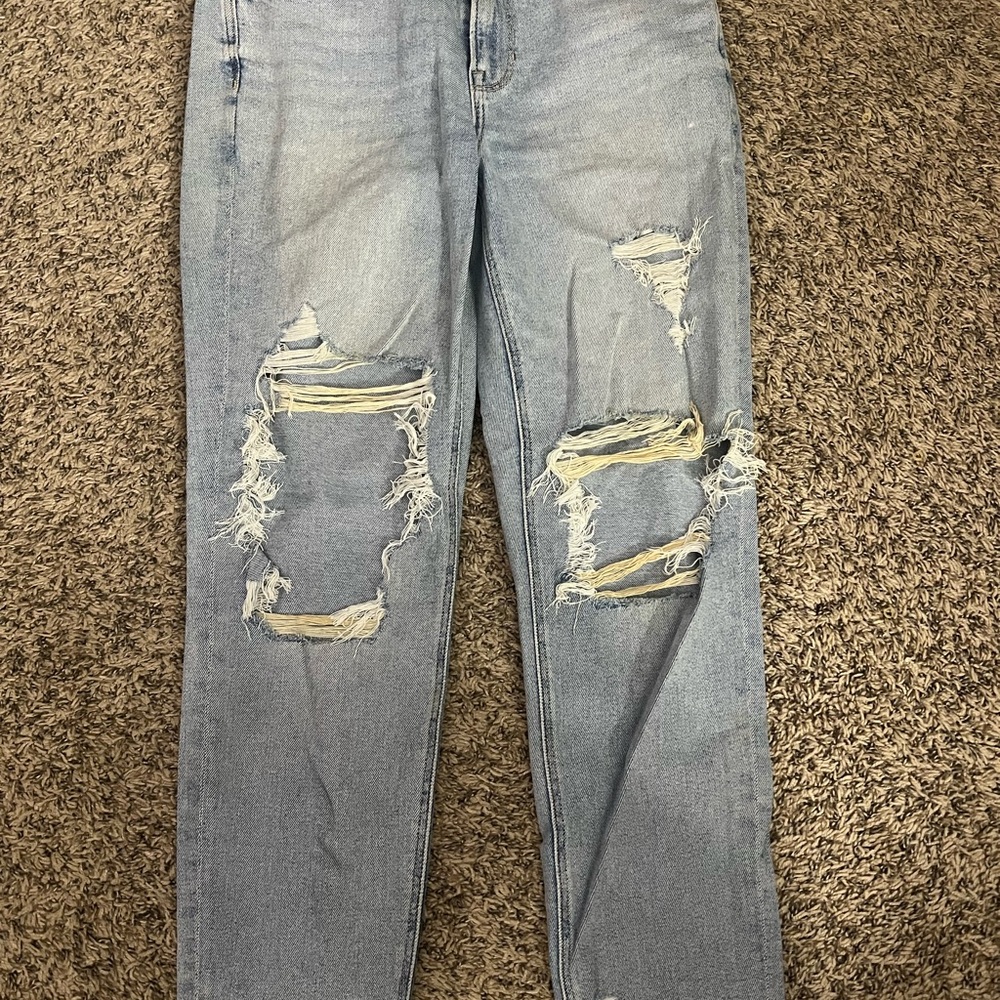 American Eagle Outfitters Ripped Light Blue Boyfriend Jeans